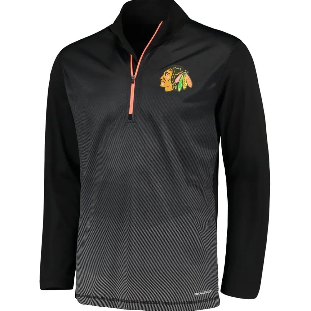 Men's Chicago Blackhawks Crash the Net Cool Base Half-Zip Pullover Jacket (L) - Picture 2 of 7